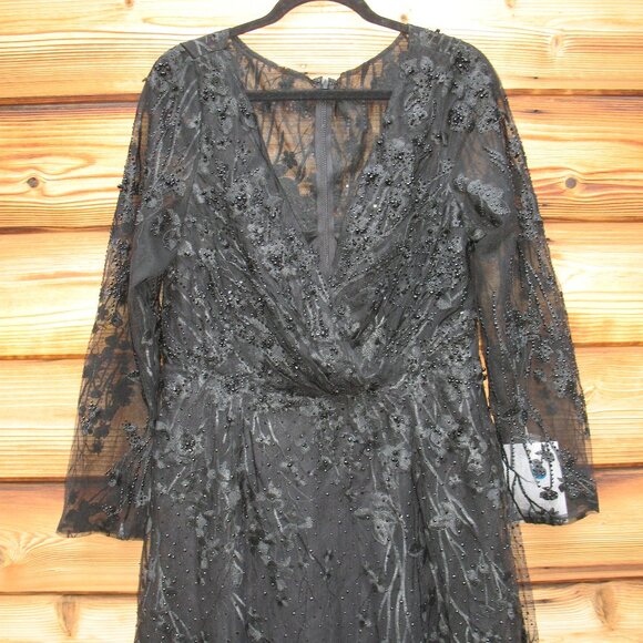 Mac Duggal 204041 Long Sleeve Floral Embellished Cocktail Dress - Picture 6 of 12